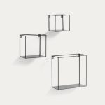 Набор из 3 настенных полок Neth металлический черный