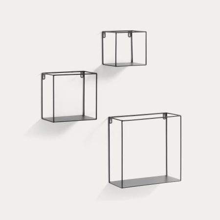 Набор из 3 настенных полок Neth металлический черный