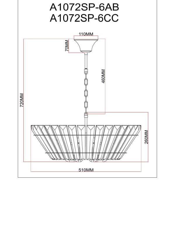 Подвесная люстра Arte Lamp FLORIZEL A1072SP-6CC — изображение 4
