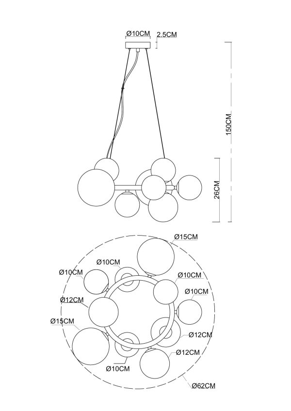 Подвесная люстра Arte Lamp GEMINI A2243SP-10BK — изображение 3