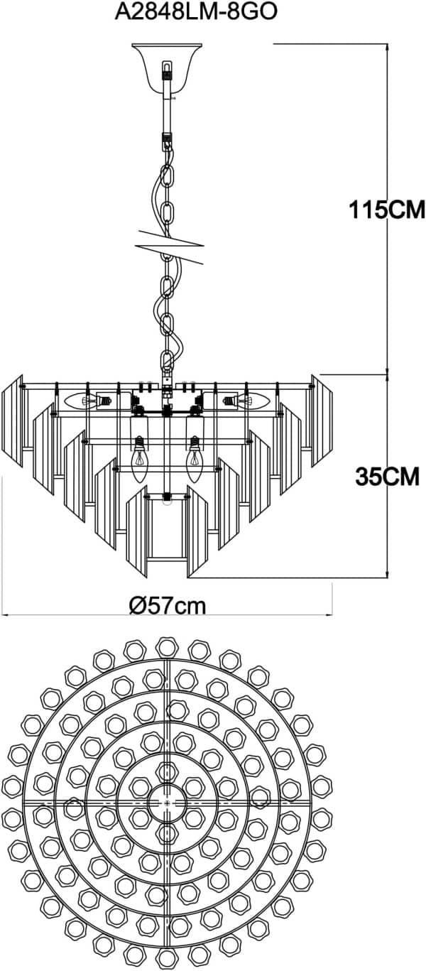 Подвесная люстра Arte Lamp JASTIN A2848LM-8GO — изображение 5