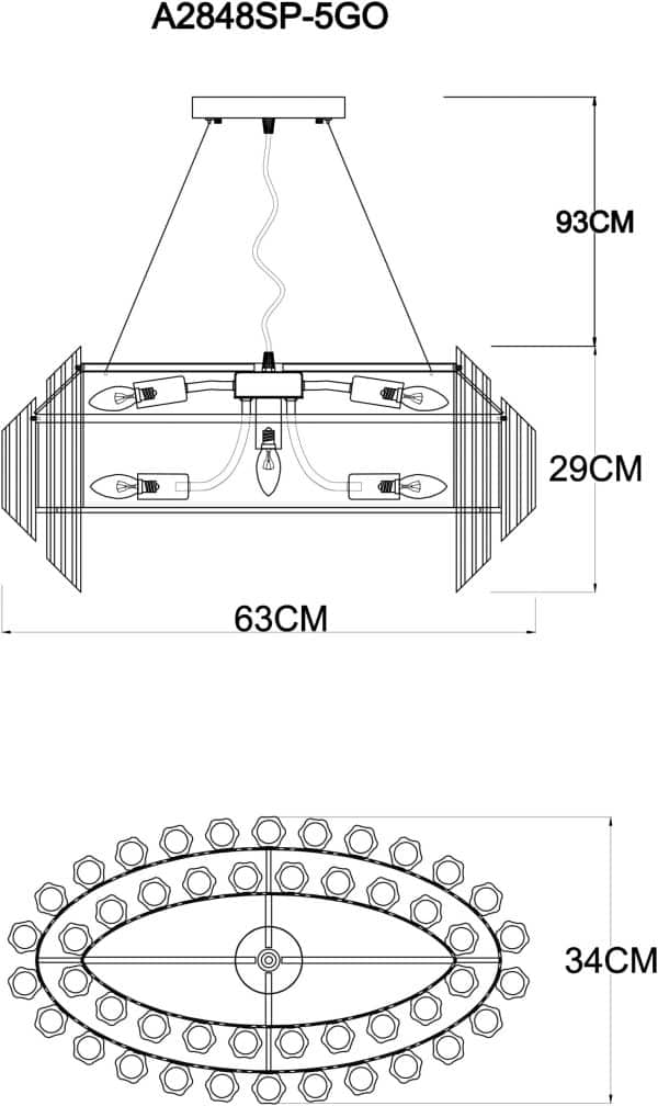 Подвесная люстра Arte Lamp JASTIN A2848SP-5GO — изображение 5