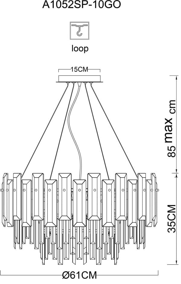 Подвесная люстра Arte Lamp NICOLETTA A1052SP-10GO — изображение 5