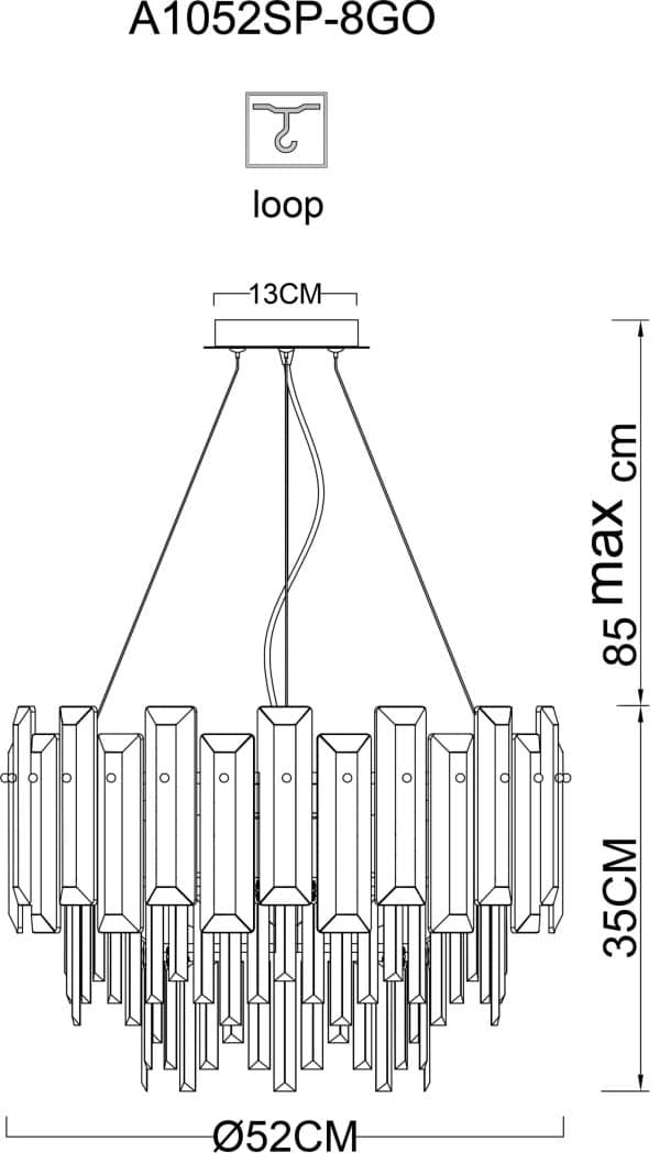 Подвесная люстра Arte Lamp NICOLETTA A1052SP-8GO — изображение 4