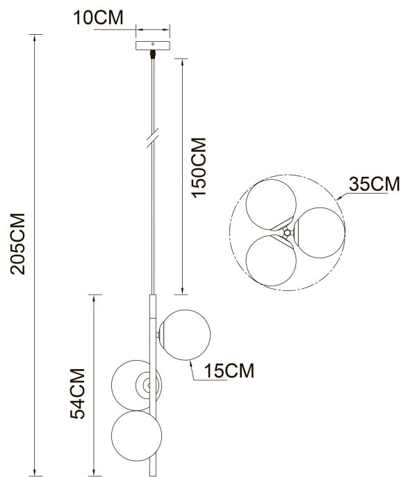 Подвесной светильник Arte Lamp ALCOR A2224SP-3BK — изображение 3