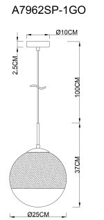 Подвесной светильник Arte Lamp JUPITER gold A7962SP-1GO — изображение 3