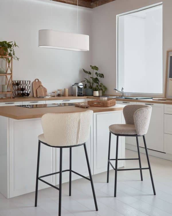 Полубарный стул Ciselia из серой ткани букле и черного металла 65 см — изображение 2