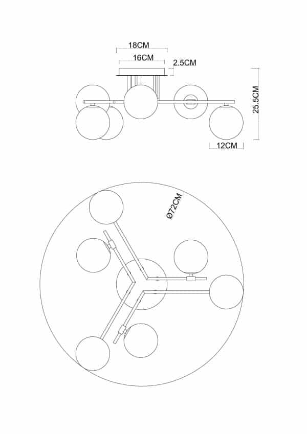 Потолочная люстра Arte Lamp GEMINI A2243PL-6BK — изображение 3