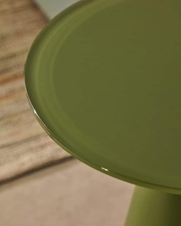 Приставной столик Wilshire из стали с закаленным стеклом с матовой зеленой отделкой Ø35 см — изображение 3