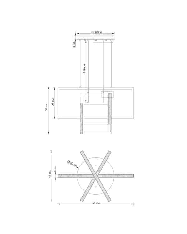 Прямоугольная чёрная люстра “Ульрих” — изображение 2