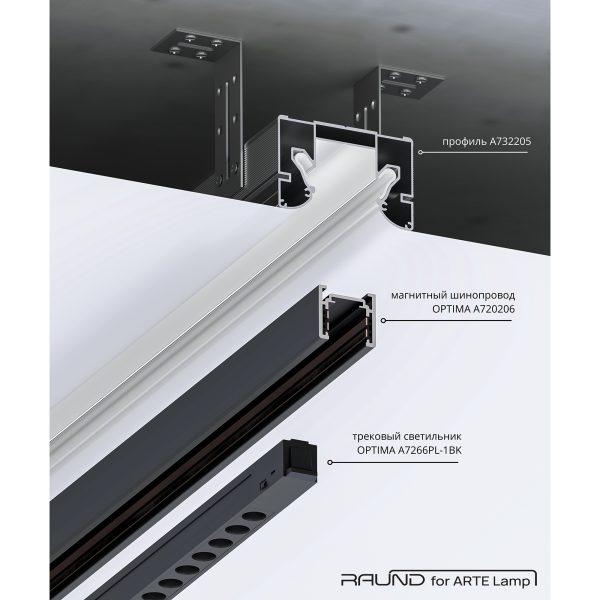 Профиль для монтажа накладного шинопровода в натяжной потолок Arte Lamp OPTIMA-ACCESSORIES A732205 — изображение 2