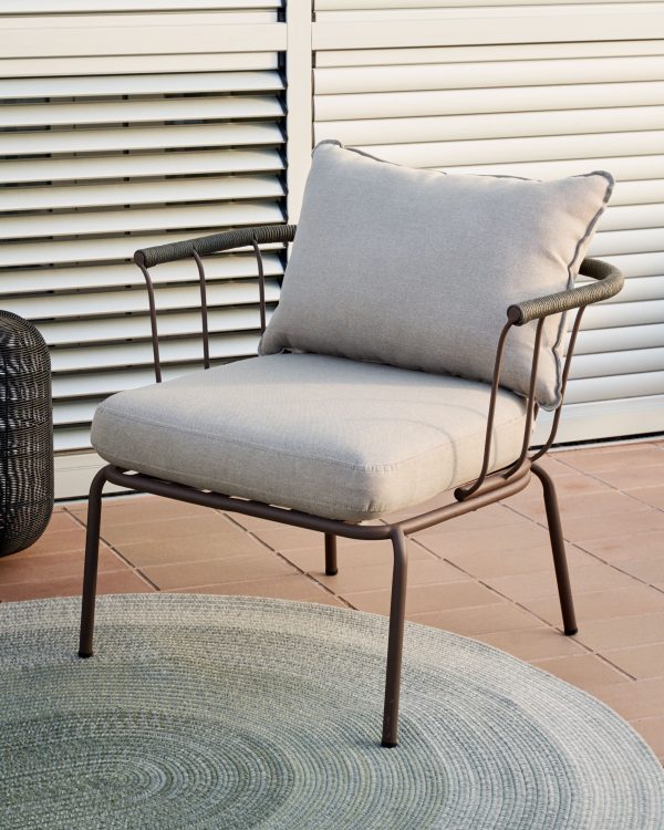 Salguer Кресло из зеленого шнура и стали с коричневой окраской — изображение 3