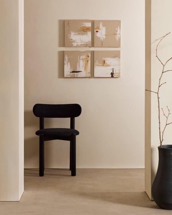 Selnir Набор из 4 картин на льняной основе белого и бежевого цвета 30 х 30 см — изображение 2