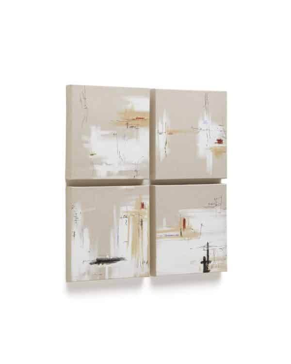 Selnir Набор из 4 картин на льняной основе белого и бежевого цвета 30 х 30 см — изображение 4