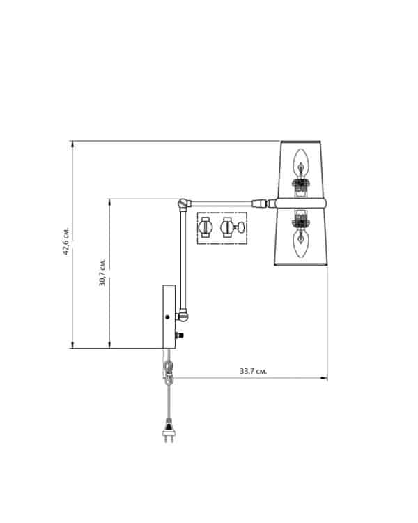 Серебряное бра “Флемиш” на шарнире с проводом — изображение 3
