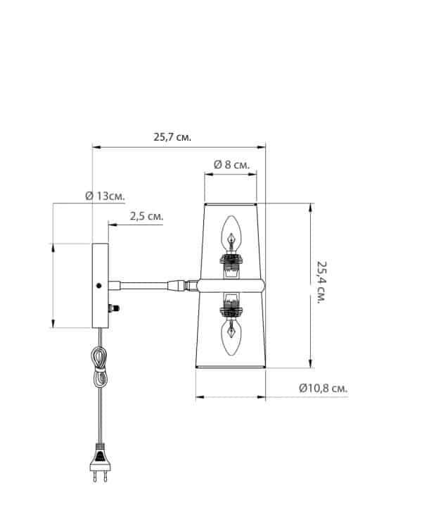 Серебряное бра “Флемиш” с проводом — изображение 2