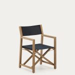 Складное уличное кресло Vilara из акации и текстиля черного цвета