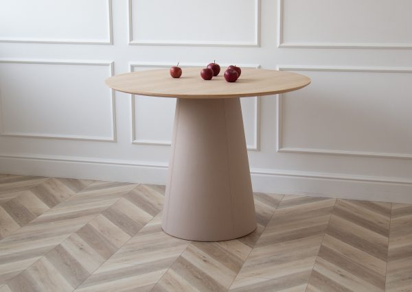 stol-obedennyj-lagom-d-100-sm-naturalnyj-dub-bezhevyj-kozha-2 Стол обеденный Lagom D 100 см (натуральный дуб / бежевый, кожа) — изображение 3