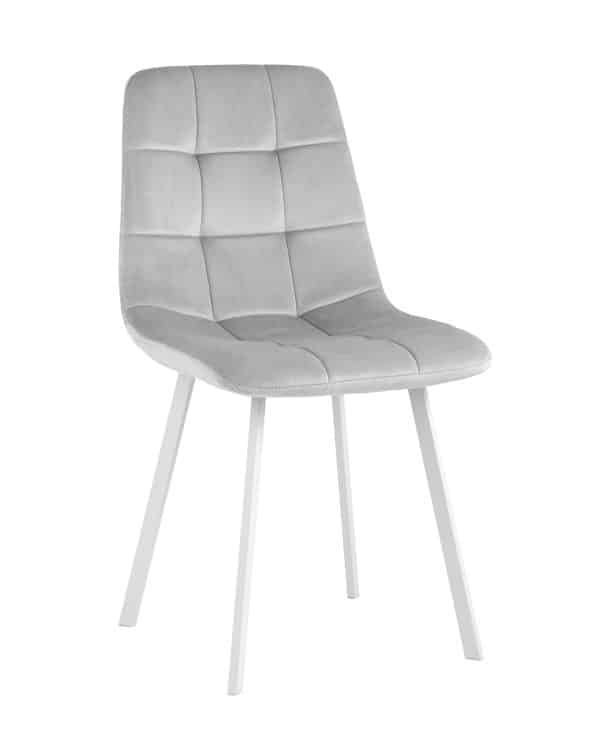 Стул Chilly велюр серебристый белые ножки