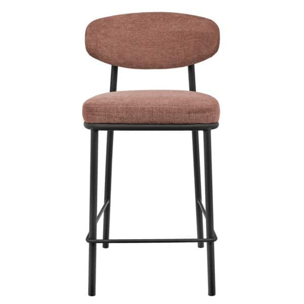 Стул полубарный Lucas 2 терракотовый шенилл с чёрными ножками — изображение 2