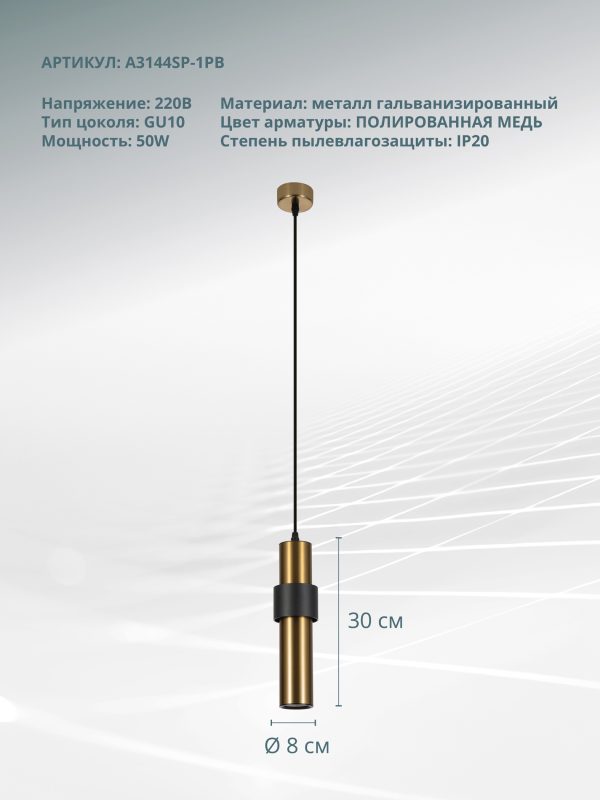 tochechnyj-podvesnoj-svetilnik-arte-lamp-ran-a3144sp-1pb-3 Точечный подвесной светильник ARTE LAMP RAN A3144SP-1PB — изображение 4