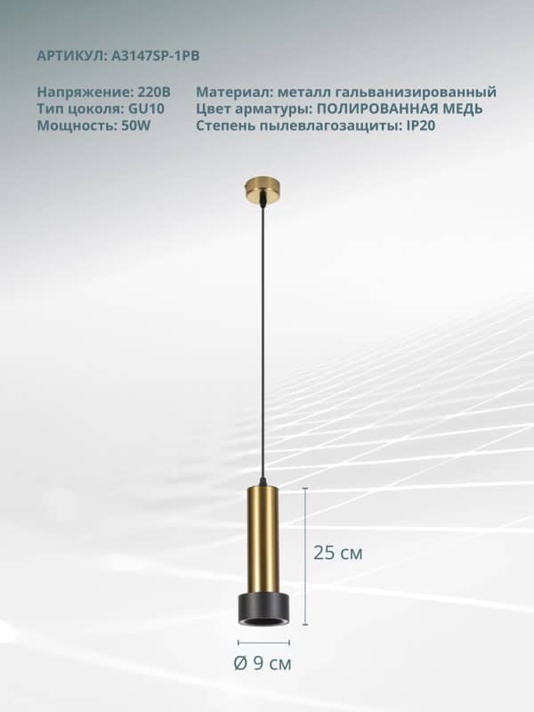 Точечный подвесной светильник ARTE LAMP RAN A3147SP-1PB — изображение 4