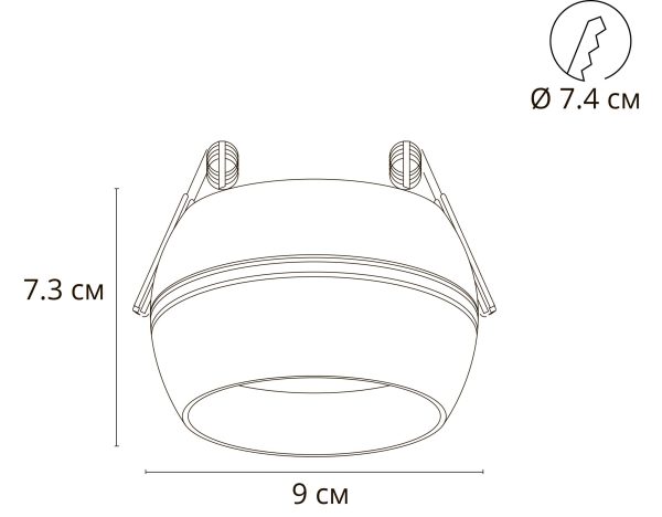 A5550PL-1BK_drawning Точечный встраиваемый светильник Arte Lamp GAMBO A5550PL-1BK — изображение 5