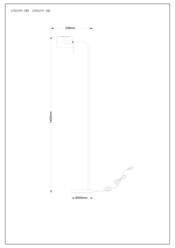Торшер Arte Lamp SEBASTIAN A7051PN-1BK — изображение 2