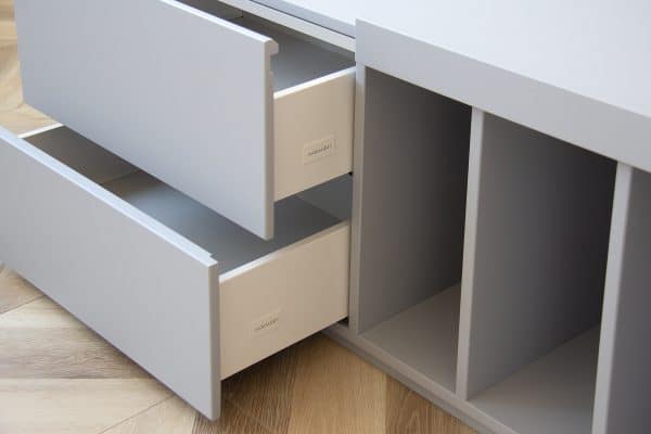 Тумба Lagom под ТВ 2 ящика 3 ниши ширина 140 см (светло-серый) — изображение 2