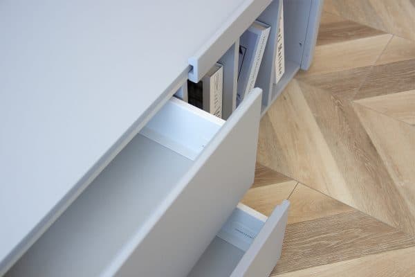 Тумба Lagom под ТВ 2 ящика 3 ниши ширина 140 см (светло-серый) — изображение 3