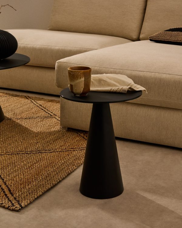 Wilshire Приставной столик из металла и стекла черный Ø35 см — изображение 2