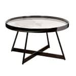 47ED-28010 Стол журнальный белый/черный хром 80*80*45см