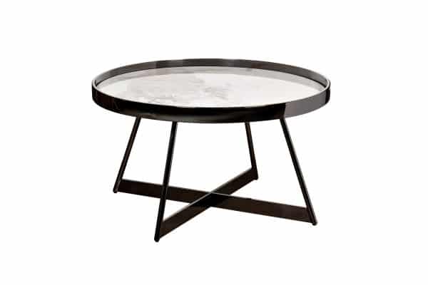 47ED-28010 Стол журнальный белый/черный хром 80*80*45см