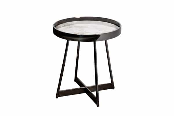 47ED-28020 Стол журнальный белый/черный хром 50*50*55см