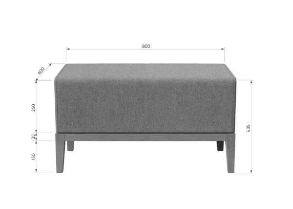 Банкетка Fjord 80 см (серый, твид) — изображение 3