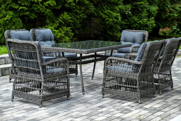 "Цесена" обеденная группа плетеная из искусственного ротанга, цвет графит — изображение 3