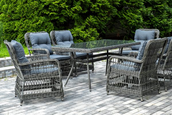 "Цесена" обеденная группа плетеная из искусственного ротанга, цвет графит — изображение 4