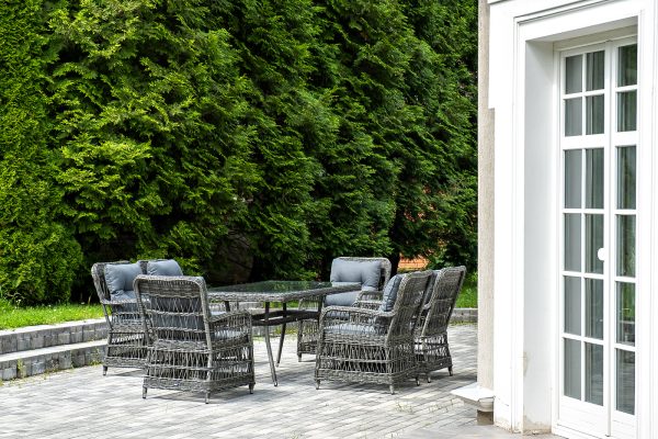 "Цесена" обеденная группа плетеная из искусственного ротанга, цвет графит — изображение 5