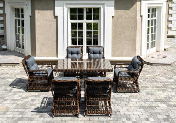 "Цесена" обеденная группа плетеная из искусственного ротанга, цвет коричневый — изображение 3