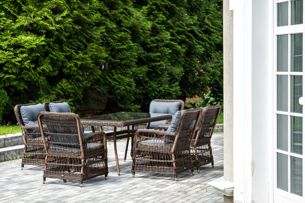 "Цесена" обеденная группа плетеная из искусственного ротанга, цвет коричневый — изображение 4