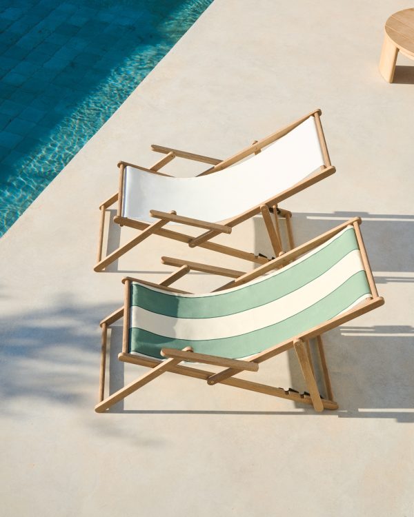 Cкладное кресло Vilara для улицы из акации и текстиля белого цвета — изображение 4