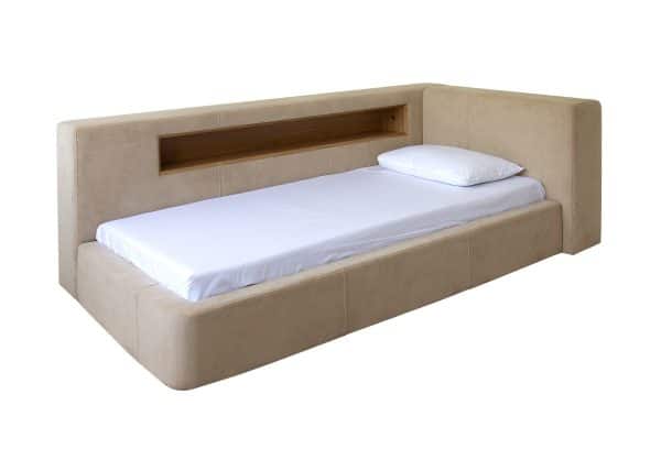 Диван-кровать Cube c нишей L антивандальная ткань (бежевый)