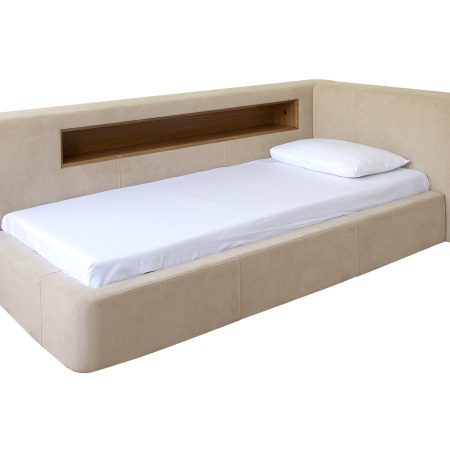 Диван-кровать Cube c нишей L антивандальная ткань (молочный)