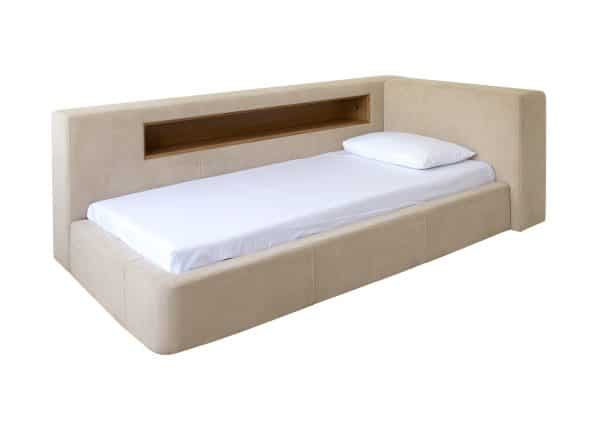 Диван-кровать Cube c нишей L антивандальная ткань (молочный)