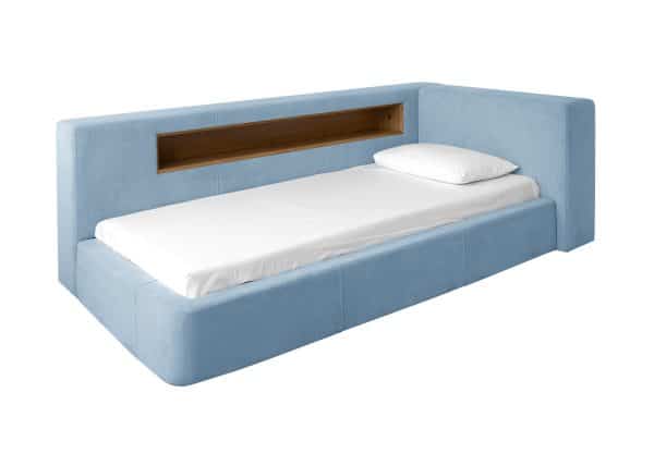Диван-кровать Cube c нишей L (голубой)