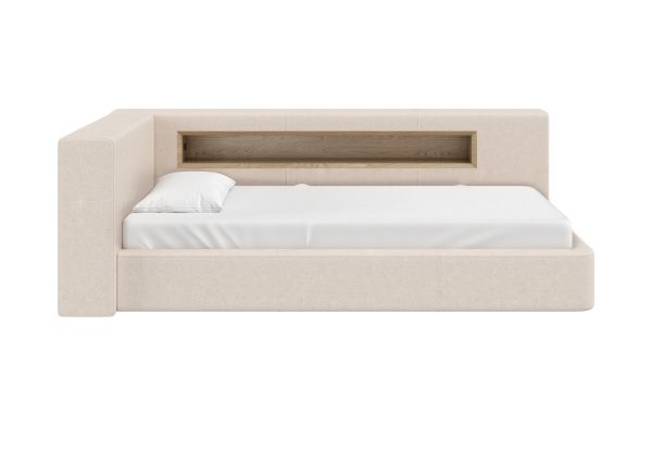 Диван-кровать Cube c нишей L (молочный, рогожка) — изображение 3