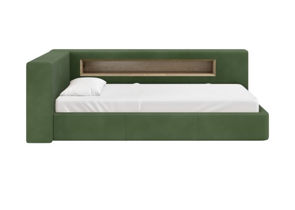 Диван-кровать Cube c нишей L (зелено-голубой FiberGuard) — изображение 2