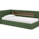 Диван-кровать Cube c нишей L (зелено-голубой FiberGuard)