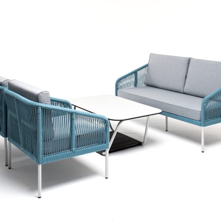 "Канны" лаунж-зона 4-местная из роупа со столом "Гранада" (молочный)