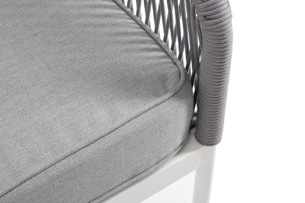 "Канны" левый модуль плетеный из роупа, каркас алюминий белый шагрень, роуп светло-серый круглый, ткань светло-серая — изображение 5